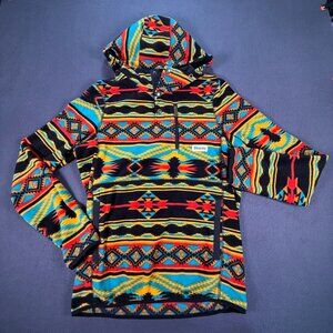Dravus Mens Fleece Hooded Pullover Sz M Aztec Southwestern Navajo Skater Street